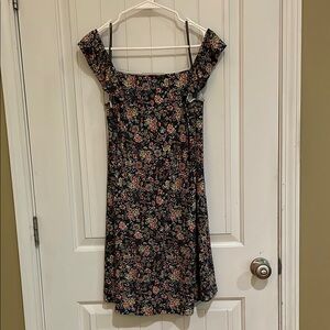 LOFT Black Floral Mini Dress